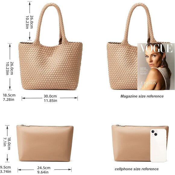 Handmade Vegan Leather Shoulder Bag - Versatile Woven Tote for All Occasions - Picture 6 of 9